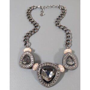 Simply Vera Wang Gray Triangle Glass Cabochon Rhinestone Statement Necklace Bold